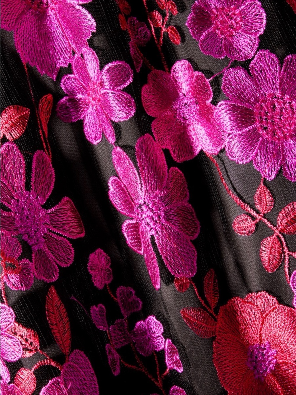 Newish, Boston Proper, Size 2, Floral Embroidered Black Mesh A Line Midi Dress - Picture 8 of 14
